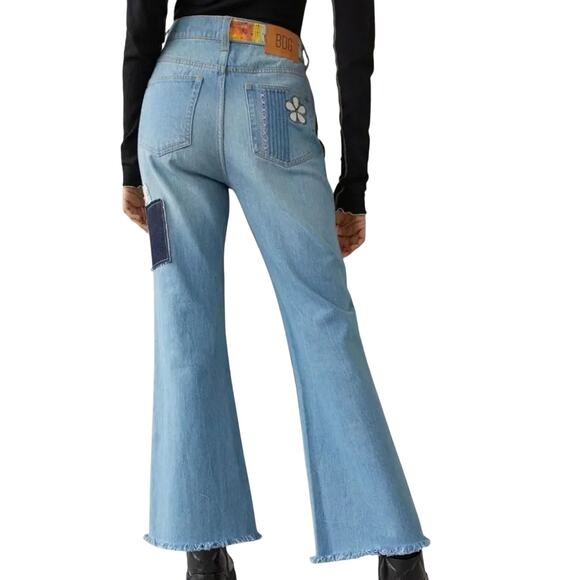 BDG Urban Outfitters High Waist Flare Jeans Patch Crochet, Size 30, New with Tag - Picture 5 of 16